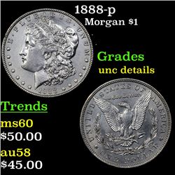 1888-p Morgan Dollar $1 Grades Unc Details