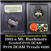 Image 1 : 1991-S Mount Rushmore Modern Commem Half Dollar 50c Graded GEM++ Proof Deep Cameo By USCG