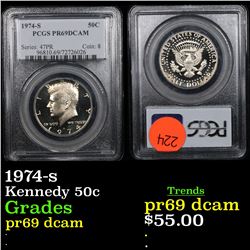 PCGS 1974-s Kennedy Half Dollar 50c Graded pr69 dcam By PCGS