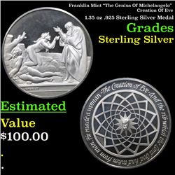 Franklin Mint "The Genius Of Michelangelo" Creation Of Eve 1.35 oz .925 Sterling Silver Medal