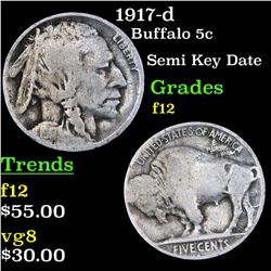 1917-d Buffalo Nickel 5c Grades f, fine