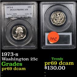 PCGS 1973-s Washington Quarter 25c Graded pr69 dcam By PCGS