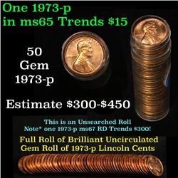 Proof 1973-s Lincoln cent 1c roll, 50 pieces (fc)