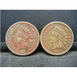 1859 & 1860 CN Indian Head Cents.