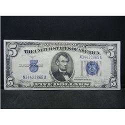 1934-C $5 Blue Seal Silver Certificate.  Nice Crisp Note.  Serial # N34423965A