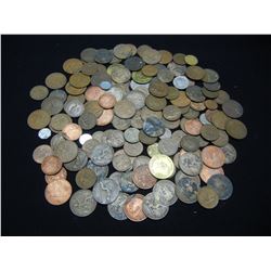 Mixed Group of Mostly Copper Foreign Coins.  Weighs 2.1 Pounds.