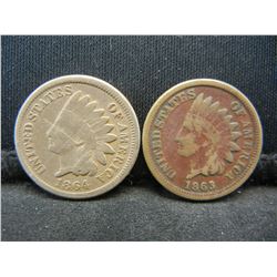 1863 & 1864 CN Indian Head Cents.