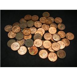 Lot of 50 Canadian Copper Cents Dated Before 1997.