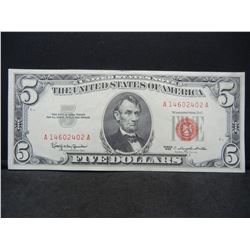 1963 $5 Red Seal United States Note.  Nice Uncirculated Note.  Serial # A14602402A.