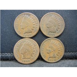 1888 1889 1890 1891 Indian Head Cents.