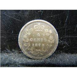 1872-H Canada 5 Cents 92.5% Sterling Silver Coin.  Coin Weighs 0.04 Troy Ounce.