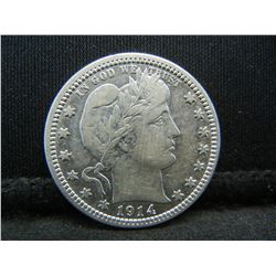1914 Barber Quarter, VF++ Condition With Bold Readable Liberty.
