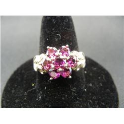 Sterling Silver Amethyst Cluster Woman's Ring. Marked "925"