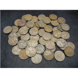 Lot of 50 1920-S Lincoln Wheat Cents.