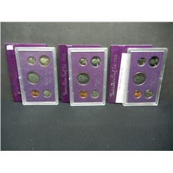 1984 1985 1986 United States Mint 5-Coin Proof Sets With Original Government Packaging.
