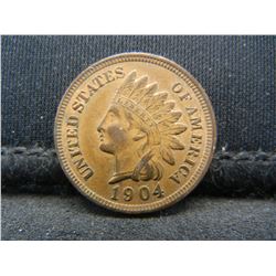 1904 Very High Grade Red-Brown Indian Head Cent, Full Bold Liberty, 3 Diamonds.