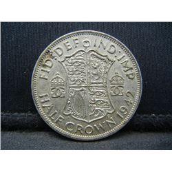 1942 Great Britain Half Crown 50% Silver Coin.  Coin Weighs 0.46 Troy Ounce.