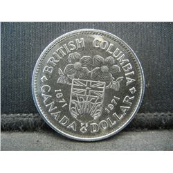 1971 Canada British Columbia (1871-1971) Centennial Dollar.