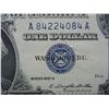 Image 2 : 1957-A $1 Blue Seal Silver Certificate.  Nice Crisp Note.  Serial # A84224084A