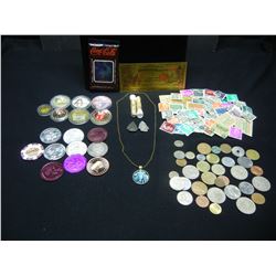 HUGE LOT (NEARLY 20 OZ) OF "JUNK DRAWER COLLECTABLES" (SILVER/PROOF TOKENS/VIALS/ARROW HEADS/FOREIGN