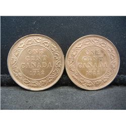 (2)-1911 CANADIAN ONE CENTS