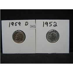 1952, 59 D Roosevelt Dimes