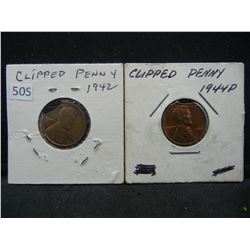 1942, 1944 Clipped Wheat Cents