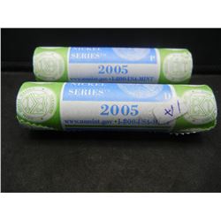 2005 P and D Mint Wrapped Rolls of Westward Journey Ocean View Nickels.  GEM.