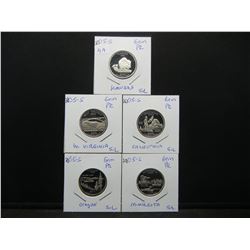 (5) Coin 2005-S SILVER state quarter proof set:  KS, WV, CA, WI, OR, and MN.