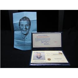 Reagan Inauguration First Day Cover with limited edition 10K Gold coin.  Also contains a complete co