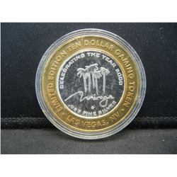 Mirage Los Vegas Nevada $10 (.999) silver gambling token.   In capsule.