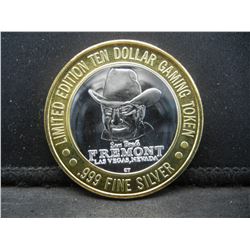 Fremont Las Vegas Nevada $10 (.999) silver gambling token.   In capsule.