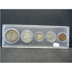 1915 Type Year Set.   Part liberty half.  Barber .50, .25, .10, V, and Lincoln.  Nice circulated coi