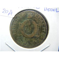 1793 France 1 Sol Bronze.  Very Fine detail.