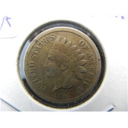 1861 Copper Nickel Indian Head Cent.  Fine detail.  Very scarce date.