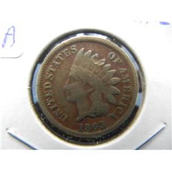 1863 Copper Nickel Indian Head Cent.  Very Good detail.