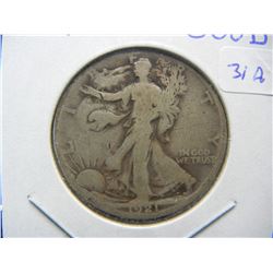 1921-S Walking Liberty Half.  Good.