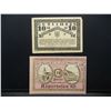 Image 1 : (2) 1920 Austria Notgeld (Not real money used in the depression).  Crisp Uncirculated.