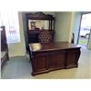 Image 1 : DARK WOOD DUAL PEDESTAL 9 DRAWER WRITING DESK, CLAW FOOT BROWN LEATHER EXECUTIVE CHAIR &