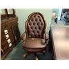 Image 2 : DARK WOOD DUAL PEDESTAL 9 DRAWER WRITING DESK, CLAW FOOT BROWN LEATHER EXECUTIVE CHAIR &