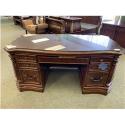 WINDSOR COURT ANTIQUE PADEUK 8 DRAWER WRITING DESK & LEATHER CLAW FOOT EXECUTIVE CHAIR