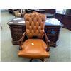 Image 2 : WINDSOR COURT ANTIQUE PADEUK 8 DRAWER WRITING DESK & LEATHER CLAW FOOT EXECUTIVE CHAIR