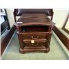 Image 2 : 5 PCS SCHNADIG DARK WOOD AND LEATHER STUDDED QUEEN SIZE BEDROOM SUIT INCLUDING ; HEADBOARD,