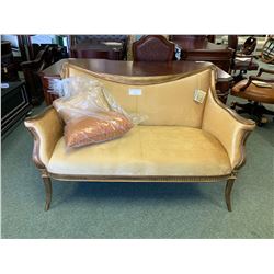 BELINA GOLD FRAMED FABRIC 2 SEAT SETTEE / LOVE SEAT WITH CUSHIONS