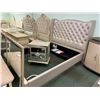 Image 1 : 4 PCS MICHAEL ARMINI QUEEN SIZE GREY STUDDED BEDROOM SUIT INCLUDING ; HEADBOARD, FOOTBOARD,