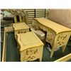 Image 3 : 8 PCS GOLD ETCHED WOOD KINGSIZE PADDED BEDROOM SUIT  INCLUDING ; HEADBOARD, FOOTBOARD,