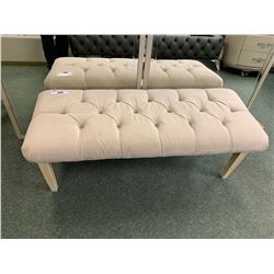 DECOR-REST WHITE FABRIC TOP STUDDED BEDSIDE BENCH