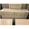 Image 2 : MODERN LEATHER AND GOLD ETCHED KING SIZED BEDROOM SUIT INCLUDING ; HEADBOARD, FOOTBOARD, SIDERAILS,