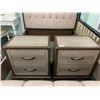 Image 2 : VALISE GREY STUDDED LEATHER QUEEN SIZE BEDROOM SUIT INCLUDING ; HEADBOARD, FOOTBOARD, SIDERAILS