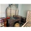 Image 1 : HOLLYWOOD SWANK ILLUMINATED GLASS TOP 11  DRAWER VANITY WITH PUMPKIN STOOL & 2 DRAWER NIGHT STAND